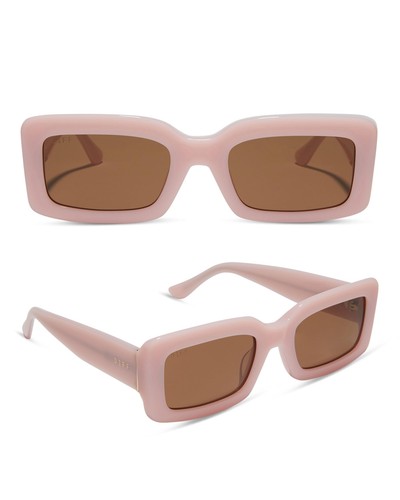 Indy Designer Rectangular Sunglasses for Women UV400 Protection, Pink Acetate - Picture 11 of 13