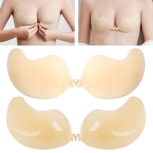 Silicone/Foam Self-Adhesive Stick On Gel Push Up Backless Invisible Bras A-D Cup - Picture 23 of 39