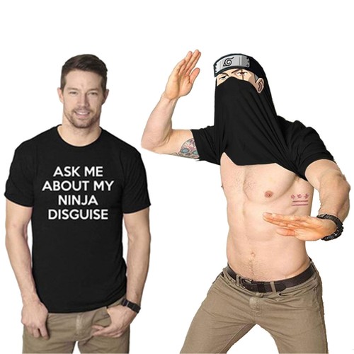Ask Me About My Ninja Disguise T-Shirt- Funny Fancy Dress Eyes Flip Unisex Top - Picture 48 of 131
