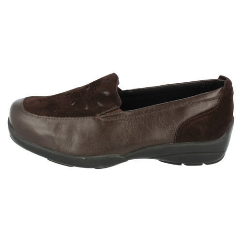 Mujer Marrón sin Cordones Cuero easy b Cuña Baja Ancho Ajuste Zapatos: Piazza - Imagen 11 de 17
