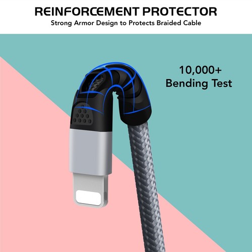 Heavy Duty Braided Long USB Fast Charger Cable Lead For iPhone 14 13 12 11 X 7 8 - Picture 14 of 22