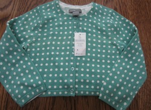 BABY-GAP-BABY-GIRL-039-S-18-24-CARDIGAN-SWEATER-GREEN-WHITE-POLKA-DOTS-NWT