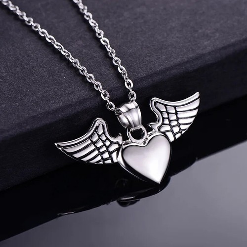 Mode Damen Engelsflügel Liebe Herz Anhänger Halskette Edelstahl Schmuck - Bild 5 von 29