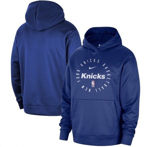 New York Knicks Nike 2024/25 Spotlight On-Court Practice Pullover Hoodie - Blue - Picture 2 of 6