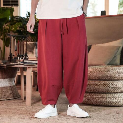 Mode Herren Lose Baumwolle Leinen Hose Sommer Atmungsaktiv Haremshose M-5XL - Bild 18 von 37