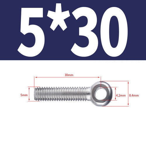 M5-M24 Eye Bolts Threaded Rings 304 Stainless Catenary Wire Hanging Eyelet Screw - Picture 10 of 148