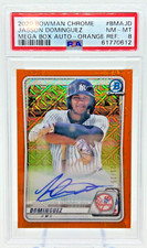 2020 Bowman Chrome Mega Jasson Dominguez Auto ORANGE REFRACTOR /25 #BMAJD PSA 8