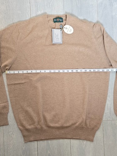 Alan Paine Lanark Cashmere Vee Neck Jumper Size 48" Mushroom - Bild 5 von 11