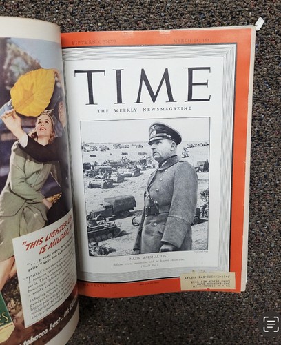 Time Magazine 1941 Year Partially Bound with April 14th Adolf Hitler Issue - Imagen 9 de 12