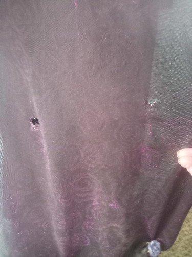 Women's Negligee Cover, Long Lace Robe, Black/ Purple, Few Defects, See All Pics - Picture 11 of 12