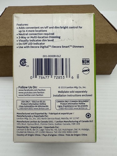 Leviton Matching Dimmer Remote DD00R DLZ - White / Ivory / Light Almond NEW - Picture 4 of 5
