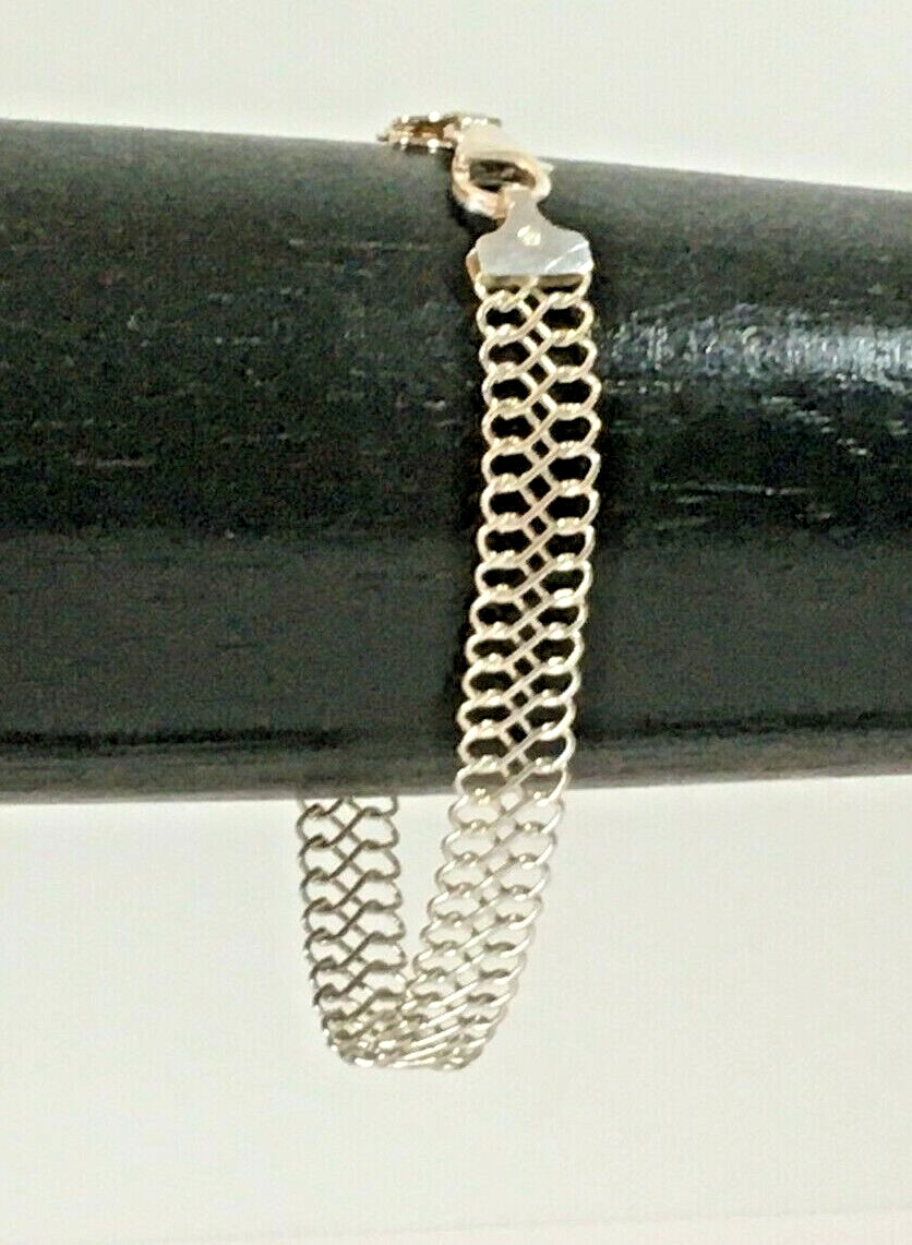 PETITE Solid Sterling Silver 925 FLAT MESH CHAIN … - image 4
