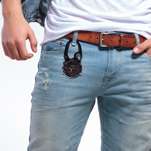 Unisex Clip-on Digital Watch Compass Outdoor Carabiner Backpack Fob Belt Watch - Picture 75 of 95
