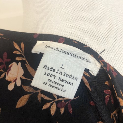 Beach Lunch Lounge Womens Dress Size Large Boho Floral Print Tie Neck Waist - Picture 6 of 6