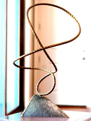 Brutalist Metal Tabletop Sculpture Modern Abstract Brass Contemporary - Picture 2 of 12