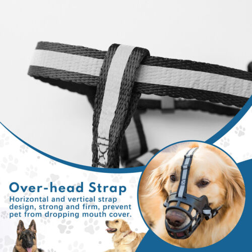 Gabbia bocca cane regolabile maschera addestramento cani grandi traspirante per prevenire morsi USA - Foto 11 di 18