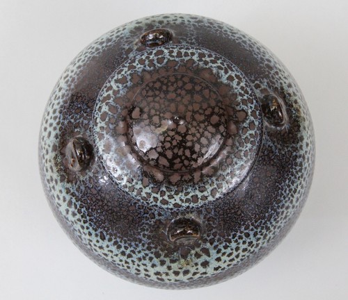 Tom Turner Porcelain Studio Pottery 9" Lidded Jar Vase Oil Spot Glaze Blue Brown - Picture 6 of 12