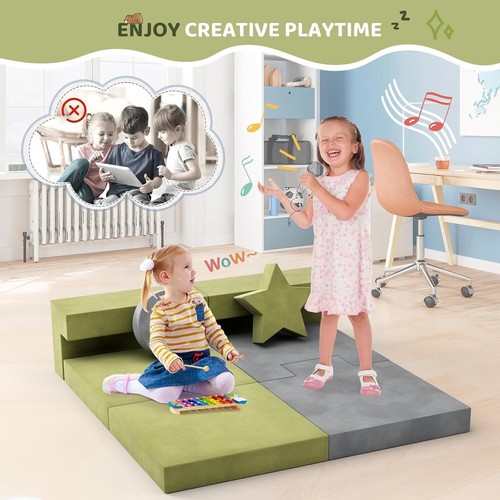 1.4M Kids Couch Sofa Fold Out Couch Play Set Modular Foam Play Couch 9PCS - Picture 5 of 8