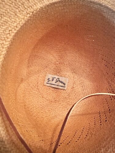 Vintage S. F. Green Straw Panama Fedora Hat Cuban Havana crushable Fine - Picture 6 of 6
