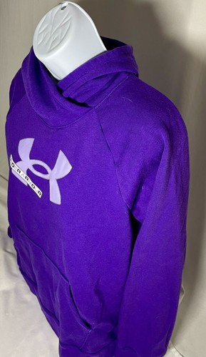 Under Armour Girls Long Sleeve Kangaroo Pocket Purple Pullover Hoodie Size YXL - Picture 3 of 7