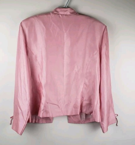Sag Harbor Open Suit Top Asian Style Embroidered Pink Womens Size 16 - Picture 2 of 6