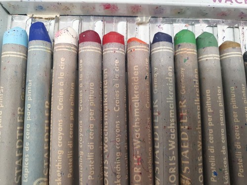 Vintage Germany 24 Wax Sketching Crayons Noris Wachs Malkreiden Staedtler Art - Picture 7 of 11