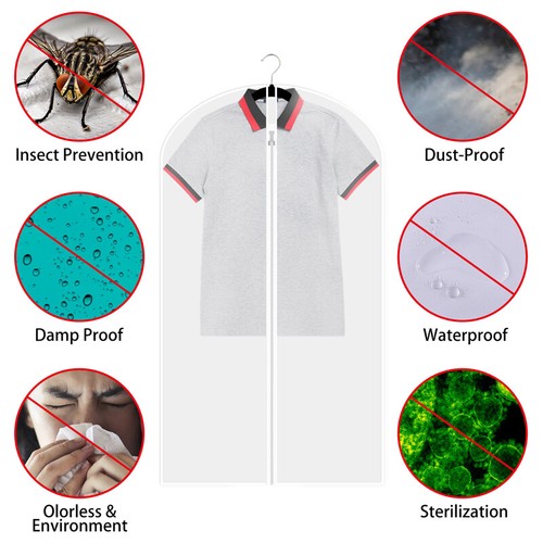 10 Clear Suit Cover Dust-proof Hanging Garment Storage Bag Dress Clothes Coat - Picture 6 of 12