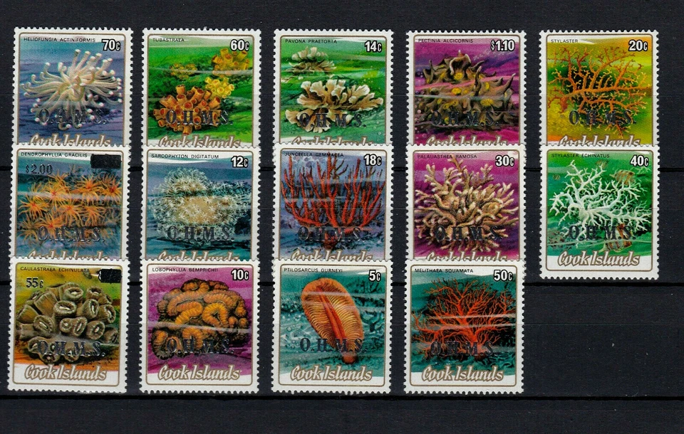 Cookinseln Cook Islands 1985 Mi 32-40 MNH 1986 Mi 41-45 Corals OHMS Overprint - Bild 1 von 1