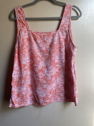 Cynthia Rowley Linen blend tank top size L boxy fit tropics homes