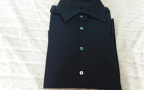 Mens Hawes & Curtis Hurst Shirt Single Cuffs Cotton Black Navy Dotted size XL - Picture 23 of 23