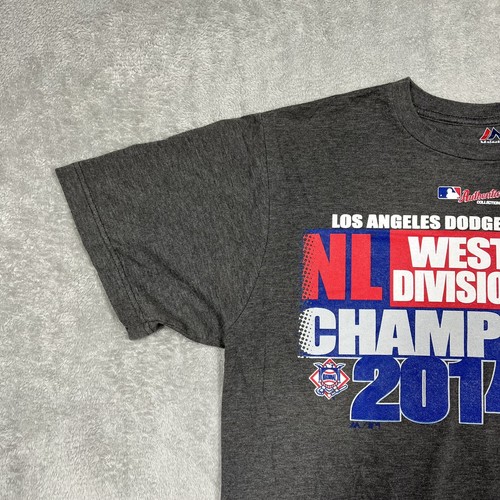 Los Angeles Dodgers 2014 MLB NL Division Champs T-Shirt Mens Sz Medium Dark Gray - Picture 3 of 12