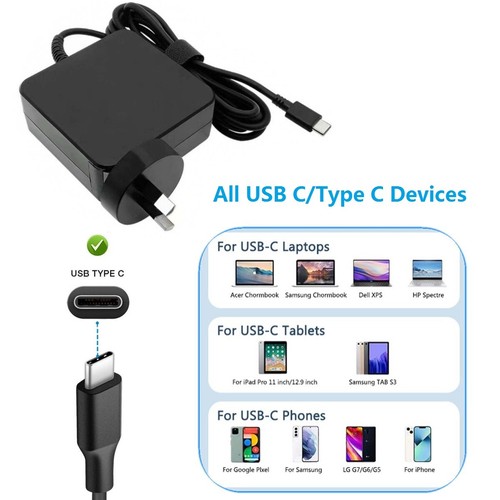 90W USB C Type-C AC Adapter Laptop Charger Universal Power Supply Cable 65W 45W - Picture 2 of 16