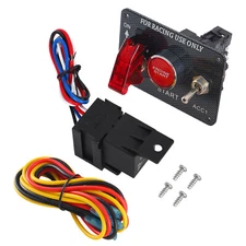Carbon Ignition Button Switch Panel Engine Start Push LED 12V Toggle Racing Car
