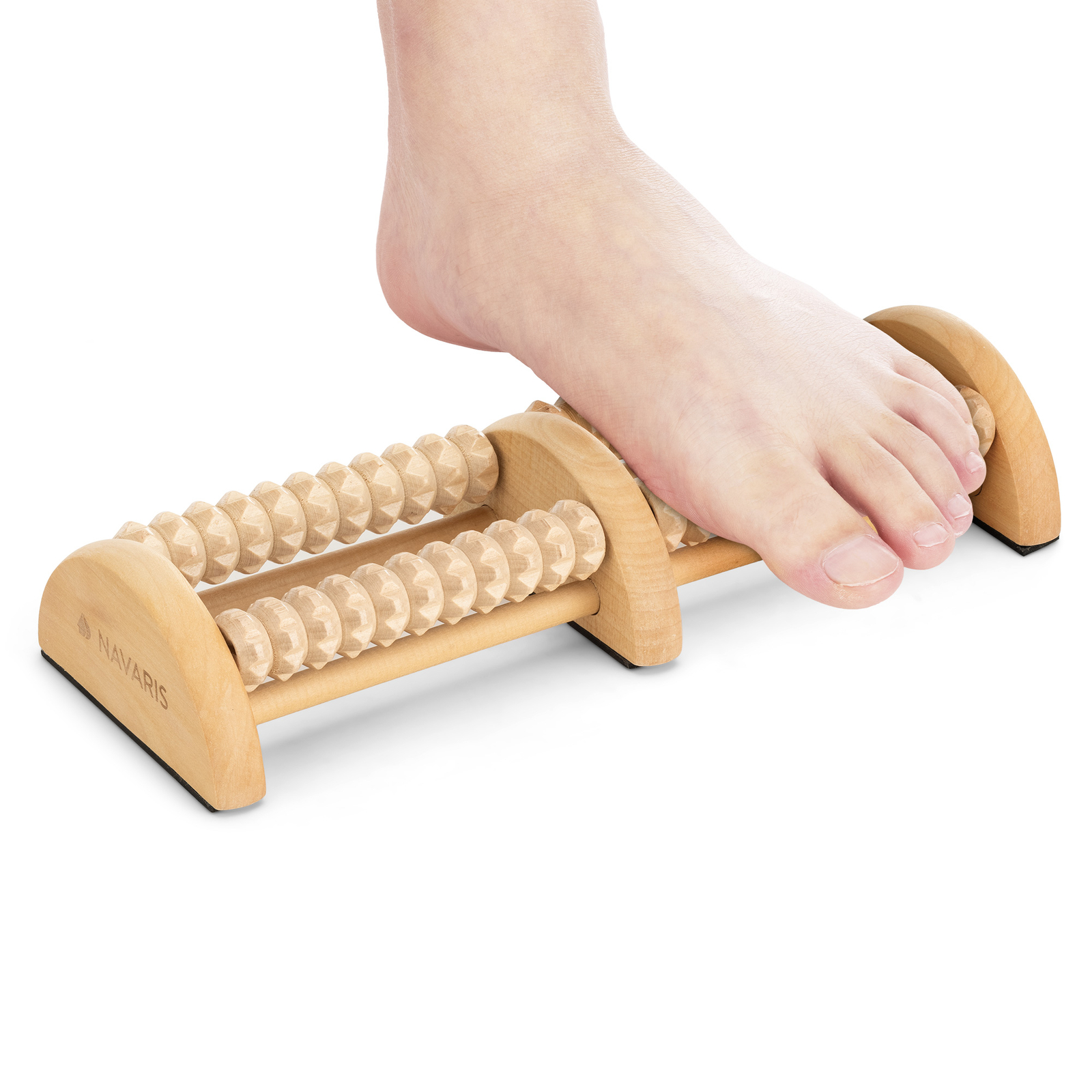 Masajeador de pies de madera con 2x rodillo para masaje de maderoterapia plantar