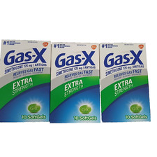 Gas-X (3Pack) Extra Strength 10 Soft Gels, Simethicone 125mg Antigas Exp 08/26