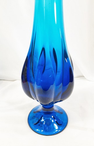1960 MCM Wikinger geschwungene Vase 20 Zoll blau Swing Vase Glas - Bild 3 von 5