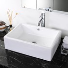 New Listing20" White Bathroom Vessel Sink Ceramic Rectangle Vanity Basin Overflow Drain