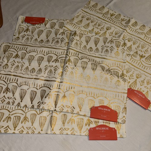 Juego de 4 manteles geométricos Opalhouse oro crema target 14x19 nuevos con etiquetas - Imagen 14 de 14