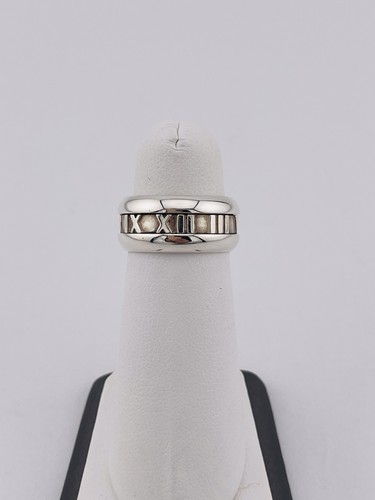 Tiffany & Co. Atlas Roman Numeral Band Ring 925 Sterling Silver Size 5.75 - Picture 3 of 8