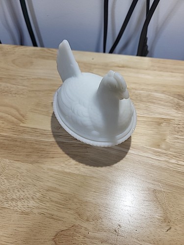 Vintage White Milk Glass Chicken Hen on Nest Covered Dish Hazel Atlas - 第 3/9 張圖片