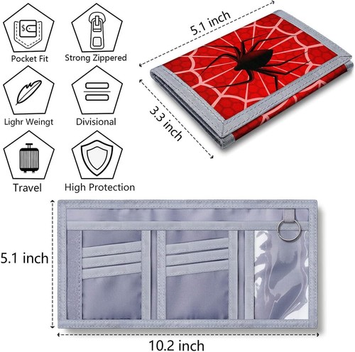 Kids Trifold Wallet with Coin Pocket & Card Holders - spider theme - Picture 4 of 9