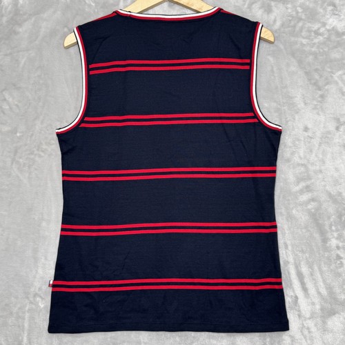 Tommy Hilfiger Shirt Womens Large Navy Red Striped Tank Top Sleeveless Preppy - Picture 2 of 11