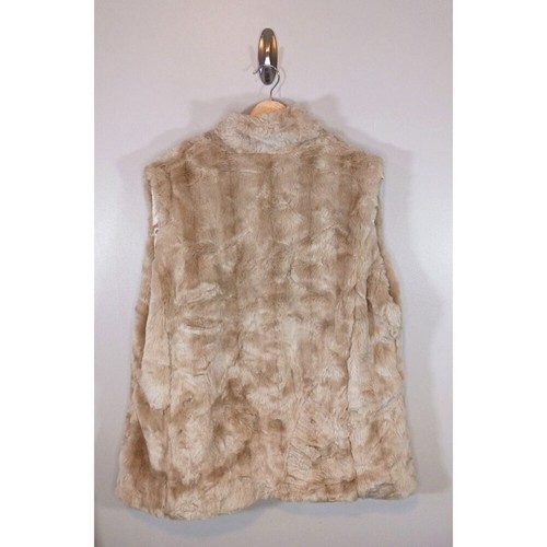 Mob Wife Old Money Kunstfell durchgehender Reißverschluss gefütterte Weste Taschen Größe 1X - Bild 2 von 8