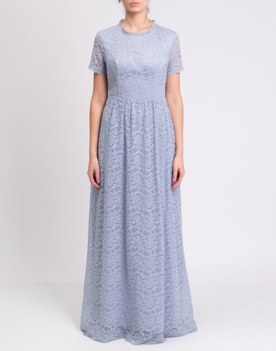 RRP €440 BY MALINA CLAIRE Lace Maxi A-Line Dress Size L Open Back Short Sleeve - Picture 4 of 10