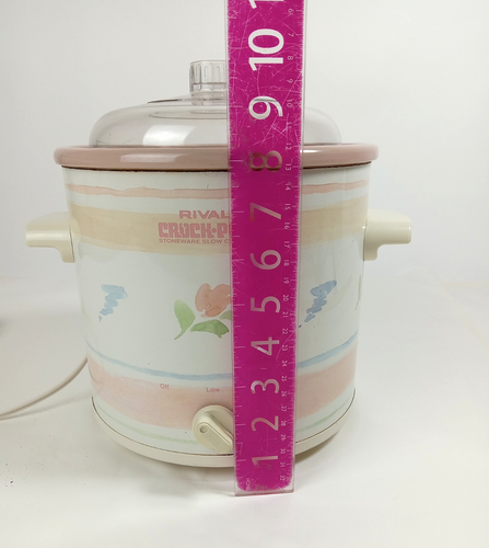 Vintage Rival 3.5 Qrt Crock Pot Slow Cooker Model 3100 Pink Flowers - Bild 7 von 7