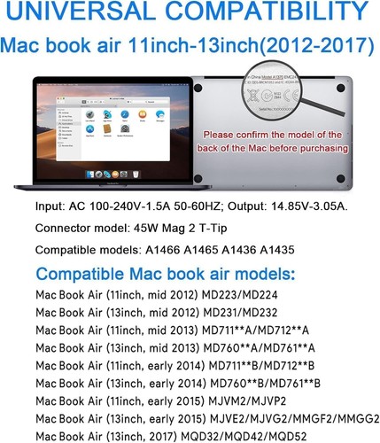 Lightweight MacBook Air Charger - 45W Fast Charging Adapter, 11" & 13" - Picture 4 of 7