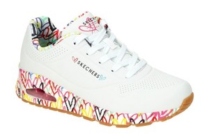 Skechers Sneaker Uno Loving Love Gr. 38 Weiß mit Herzchen 155506 WHT