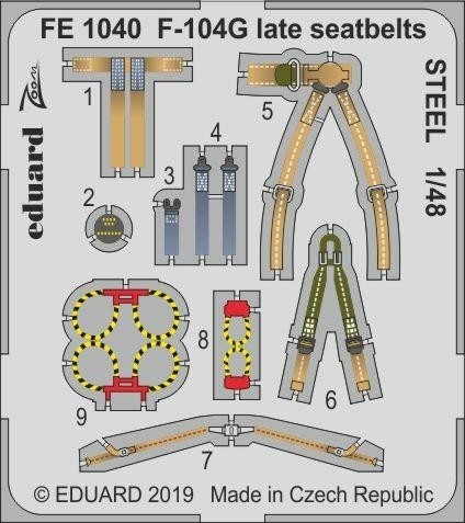 (EDPFE1040) - Eduard Photoetch Zoom 1:48  - F-104G late seatbelts STEEL - Bild 1 von 1