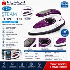 Quest 1000W Travel Steam Iron / Collapsible Ergonomic Handle / 50ml Water Tank