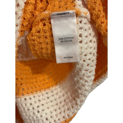 Suéter J. Jill Talla XL Tejido Abierto Naranja Blanco Rayas Pullover Algodón Nylon - Imagen 3 de 4